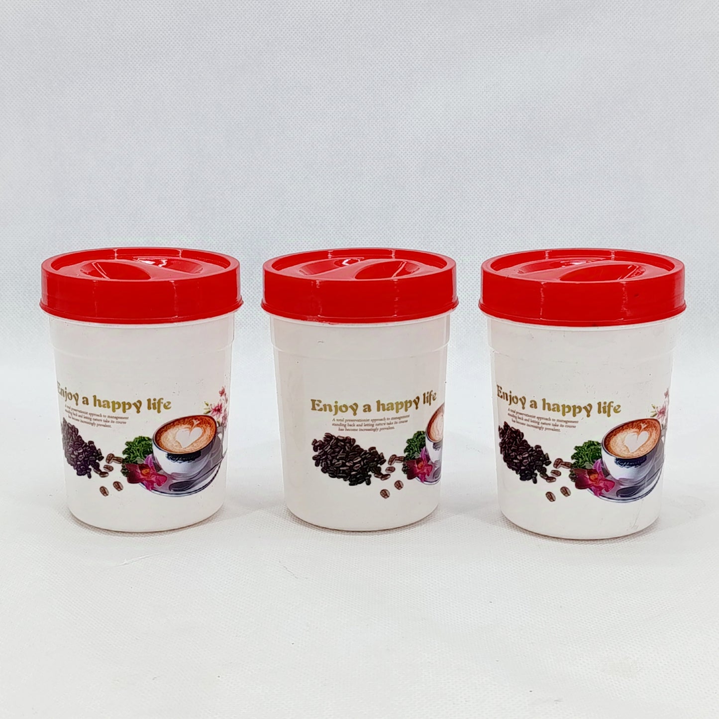 Omega Pack Of 3pcs Plastic Small-Size Coffee Or Masala Storage Jar Set(Random Colors Will be sent)