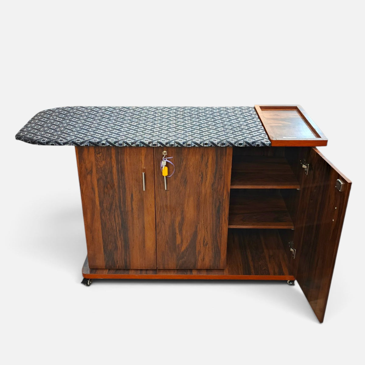 Large Size Iron Stand With Movable Wheels & Cabinet Space