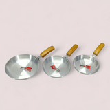 King Cook 3pcs Small & Medium Size Silver Fry Pan Set.