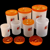 Pretty Neat 7pcs Round Shape Multi-Purpose Plastic Grains, Staples & Snack Storage Jar Set(Random Colors Will be sent)