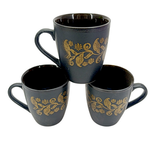 Pack Of 6pcs Daily Use Medium-Size Ceramic Black Cups Set
