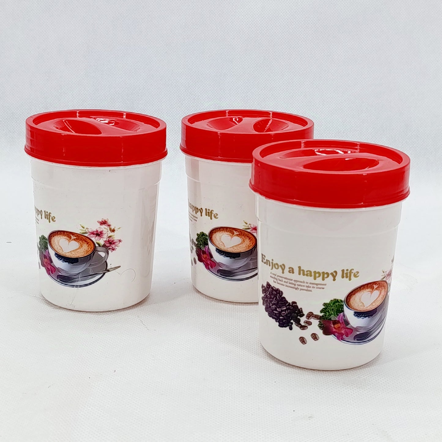 Omega Pack Of 3pcs Plastic Small-Size Coffee Or Masala Storage Jar Set(Random Colors Will be sent)