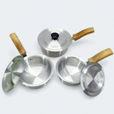 King Cook Pack Of 3pcs Small & Medium Size Silver Sauce Pan Set