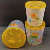 Omega Fresh Printed 3Pcs Plastic Food Storage jar ( Random Color Will be Sent )