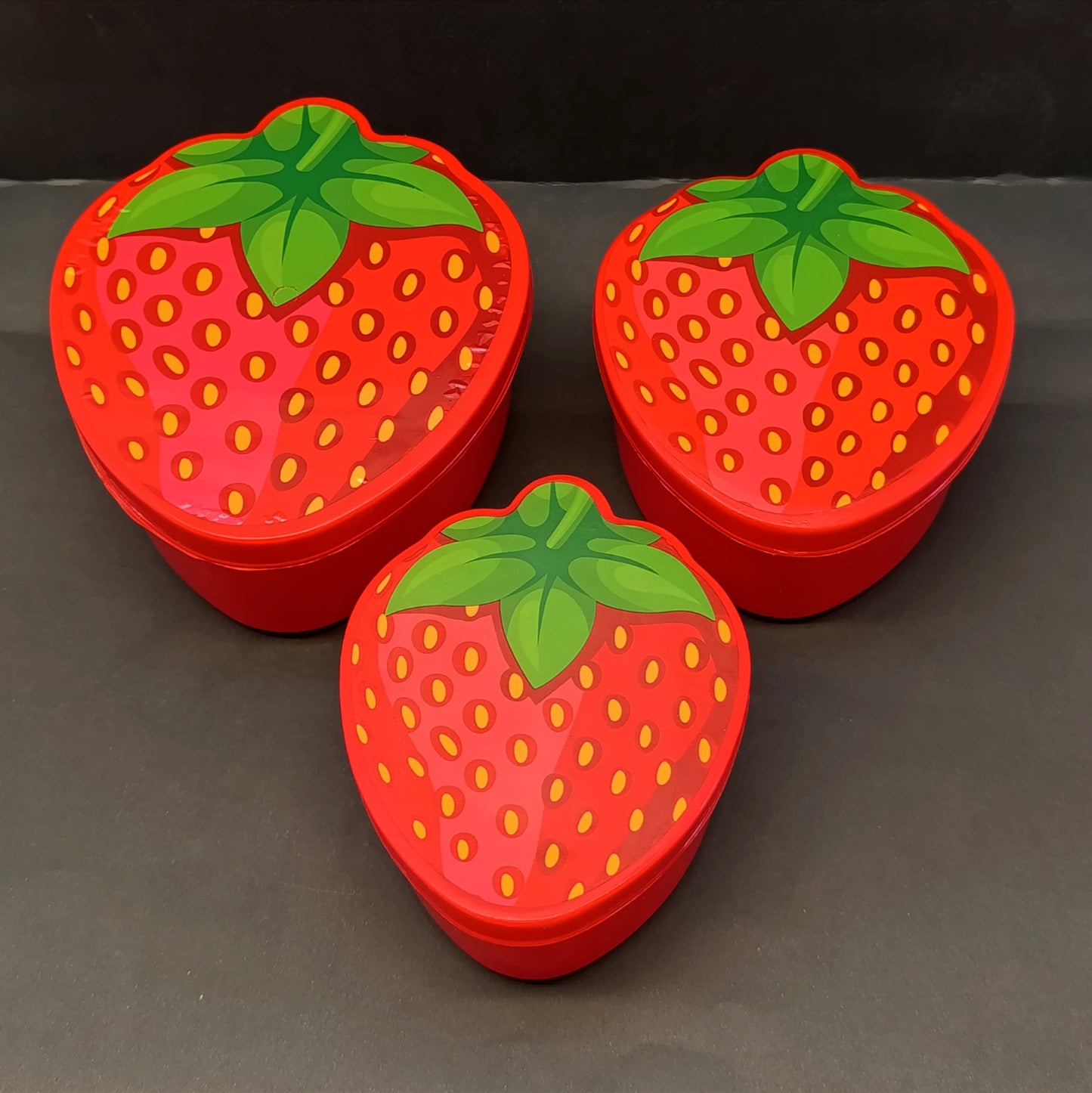 Omega Strawberry Shape Bowl Pack Of 3Pcs Bowl Set ( Random Colors Will Be Sent)