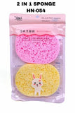 Pack Of 2pcs Elastic Touch Mildly  Facial Cleansing Sponge For Makeup