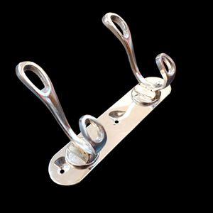 Stainless steel 2-Hook Hanging  Silver Wall-Mount Screw Rail Hanger