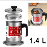 Stainless steel 1.4L Oil Filter Pot Oil Storage Pot With Strainer