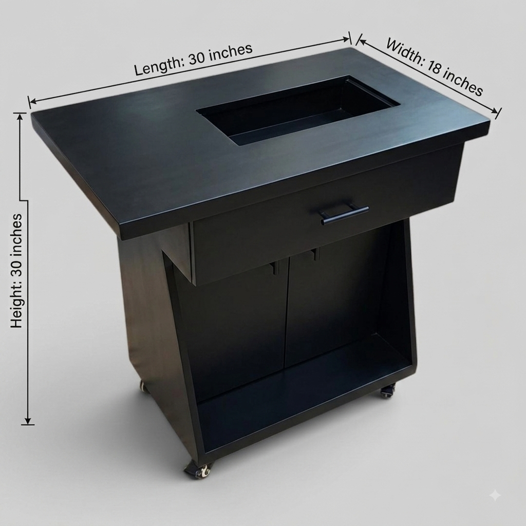 Movable Sewing Machine Table With Wheels Drawer & Storage
