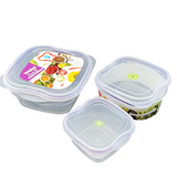 Pretty Neat Pack Of 3pcs Square Medium-Size Plastic Food Storage Bowl Set(Random Colors Will be sent)