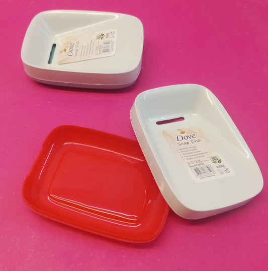 Dove Plastic Soap Dish With Bottom Drain Tray( Random Colors Will Be Sent)