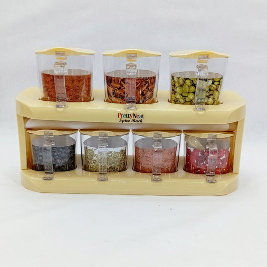 Pretty Neat Space-Saving Plastic Masala & Spices Storage Rack With Spoons (Random Colors Will be sent)
