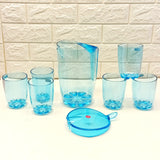 7Pcs Pretty Neat Acrylic Plastic Jug & Glass Water Set(Random Colors Will be sent)