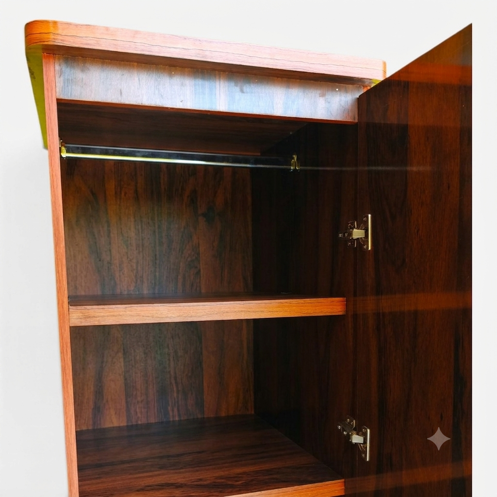 Movable Wheels Storage Cupboard Almirah With Removable Adjustable Shelves & Hanging Rod.