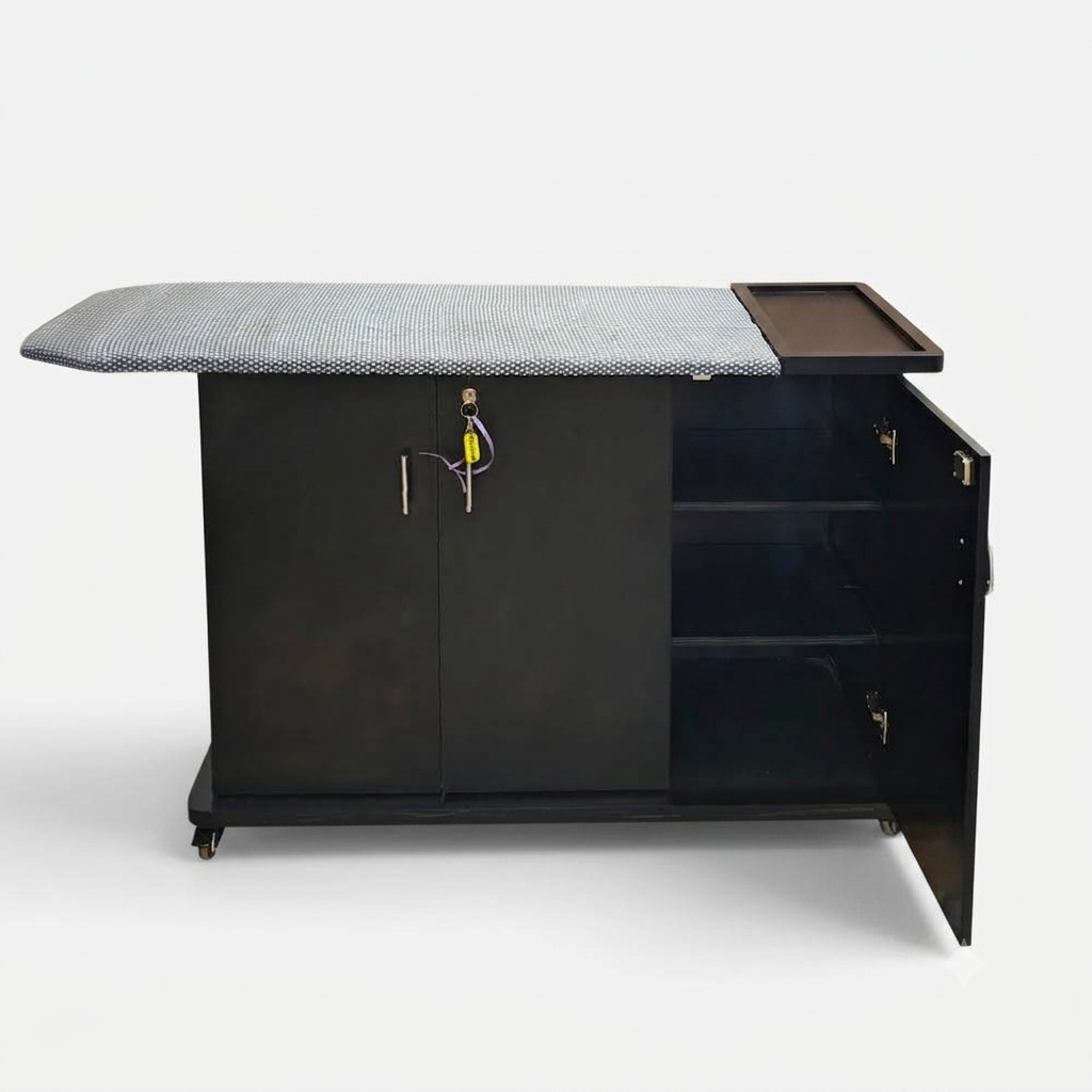 Large Size Iron Stand With Movable Wheels & Cabinet Space