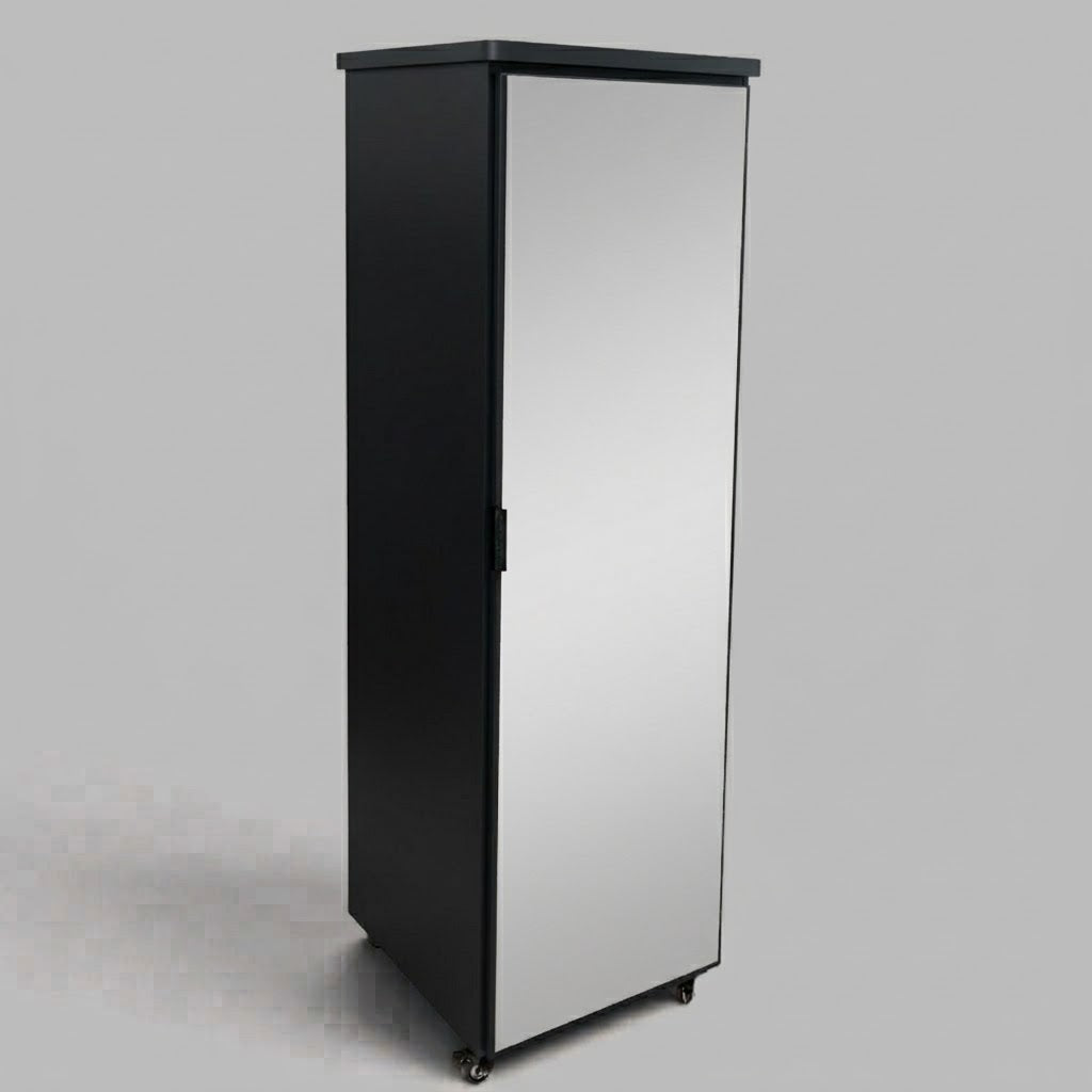 Movable Wheels Front Mirror Storage Cupboard Almirah With Removable Adjustable Shelves & Hanging Rod
