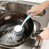 Dish-Washing Removable Re-Usable Stainless Steel Wire Sponge Handle Holder ( Random Colors Will Be Sent)