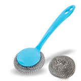 Dish-Washing Removable Re-Usable Stainless Steel Wire Sponge Handle Holder ( Random Colors Will Be Sent)