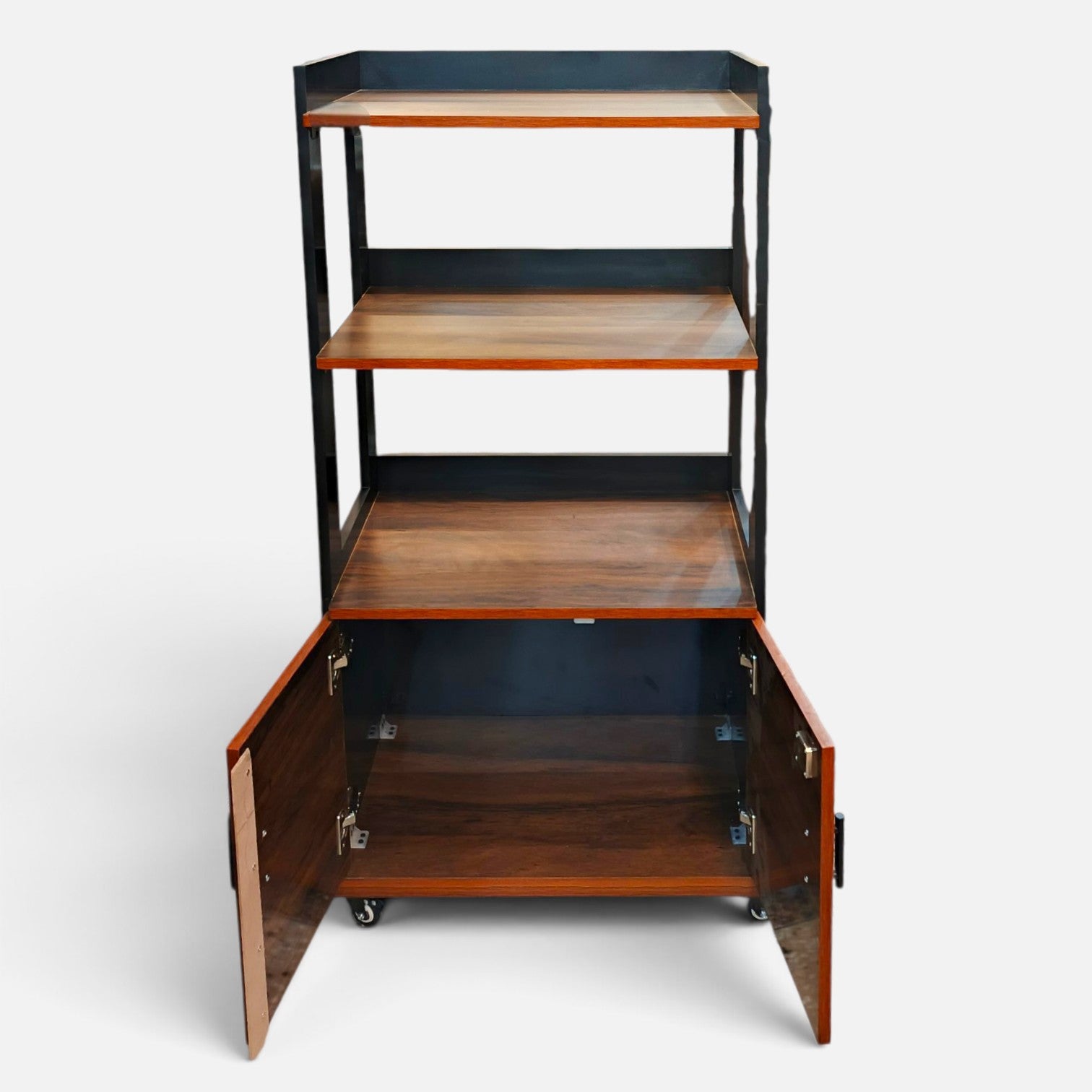 3-Layer Laminated Wooden Kitchen Multi-Purpose Rack With Cabinet