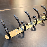 Stainless steel 5-Hook Hanging  Golden Wall-Mount Screw Rail Hanger