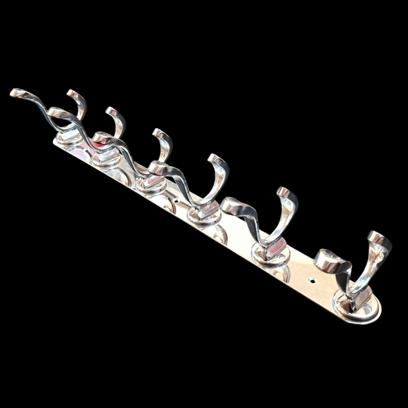 Stainless steel 6-Hook Hanging  Silver Wall-Mount Screw Rail Hanger