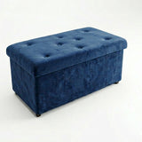 2-In-1 Velvet Blue Clothing Storage Ottoman Box Super Soft & Durable