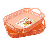 Pretty Fruit Basket Pack Of 2pcs Plastic Rectangular Shape (Random Colors Will Be Sent)