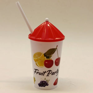 Kids Round Shape 350ml  Juice & Drinking Plastic Glass With Cover & Straw( Multiple Colours Will be Sent)