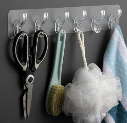Sticky  Plastic Hanger 6 Hooks Used For Multi Purpose