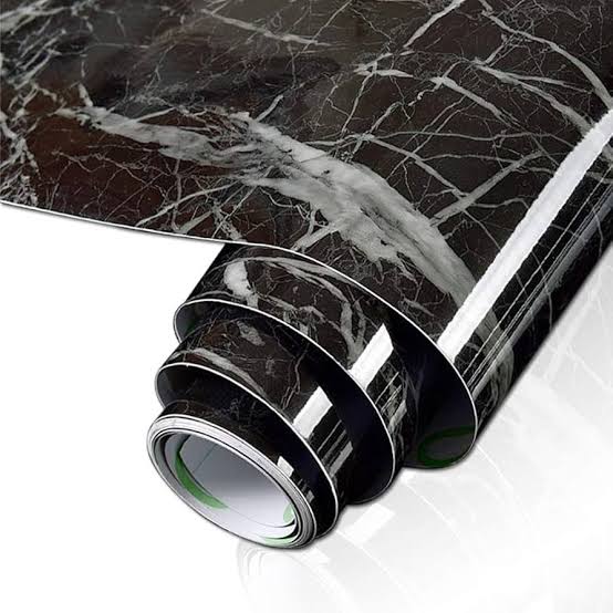 Sticky Self-Adhesive Marble Black Design Sheet Roll Sticker Paper ( 60cm X 2-Metre Size )