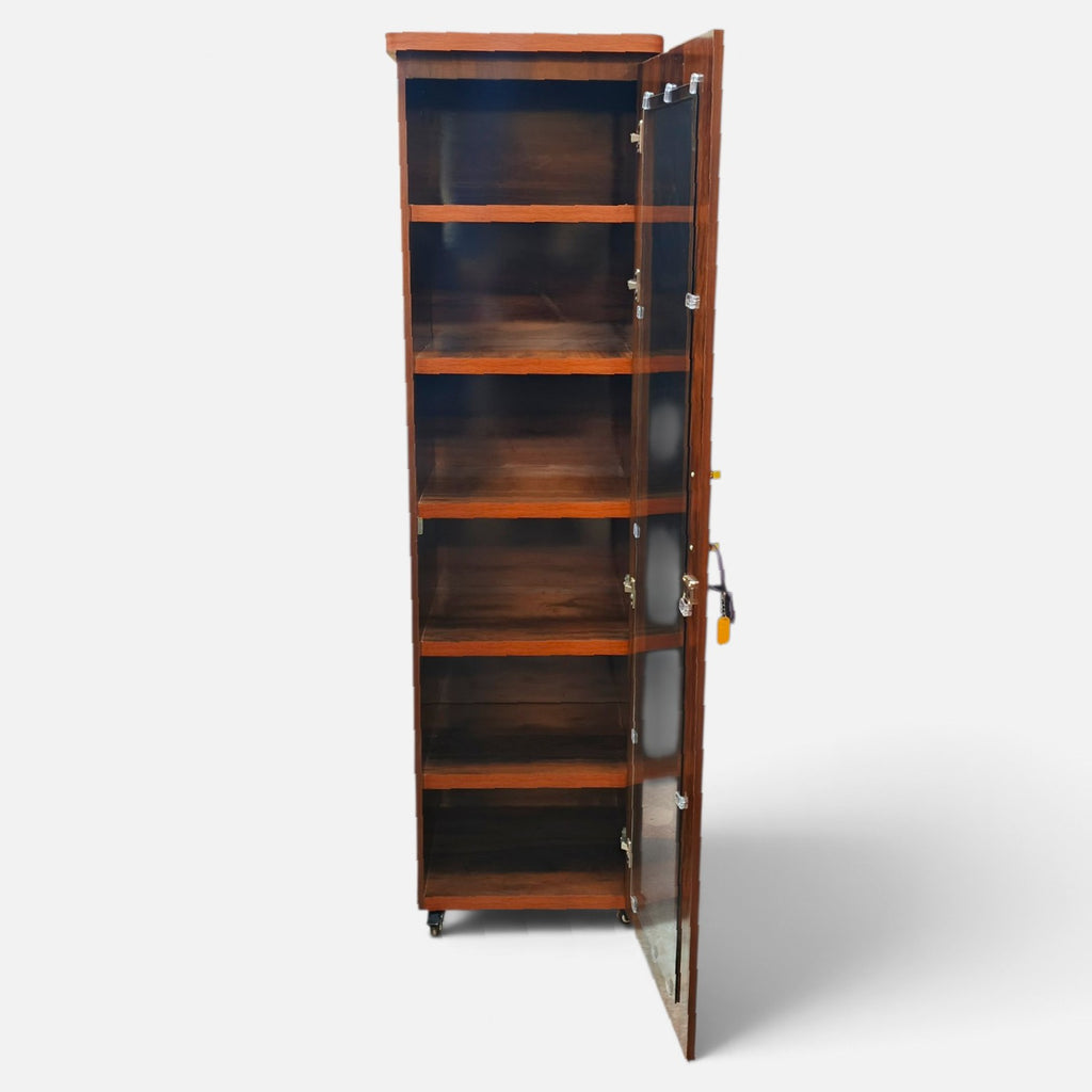 Movable Wheels Single Door  Storage Cupboard Divider Almirah With Removable Adjustable Shelves
