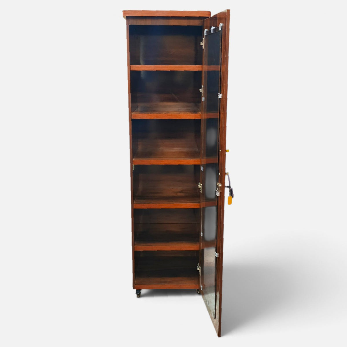 Movable Wheels Single Door  Storage Cupboard Divider Almirah With Removable Adjustable Shelves