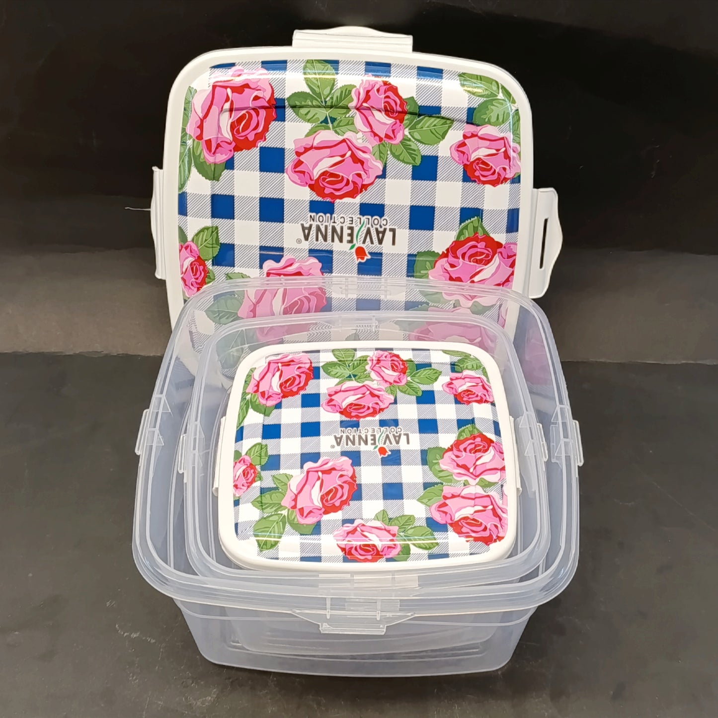 Lavena Pack Of 3pcs Square Shape Air Lock Food Storage Bowl Set