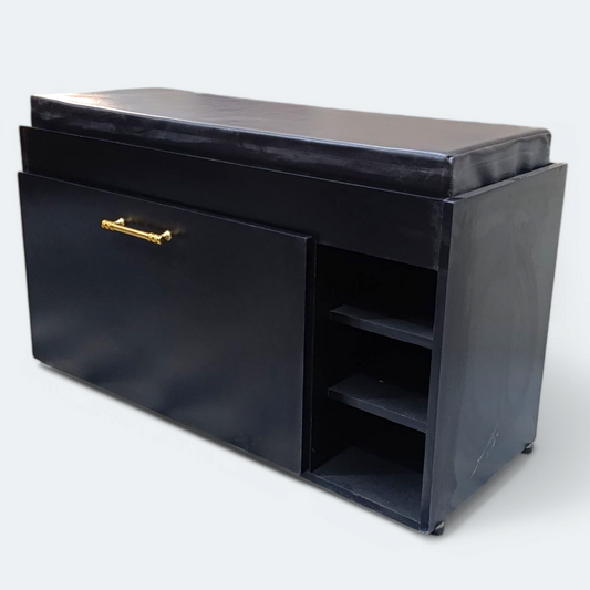 Laminated Wooden Shoes Storage 2-Person Bench Ottoman Moltyfoam Cushion Seat Rack