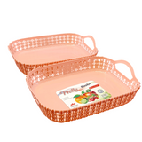 Pretty Fruit Basket Pack Of 2pcs Plastic Rectangular Shape (Random Colors Will Be Sent)