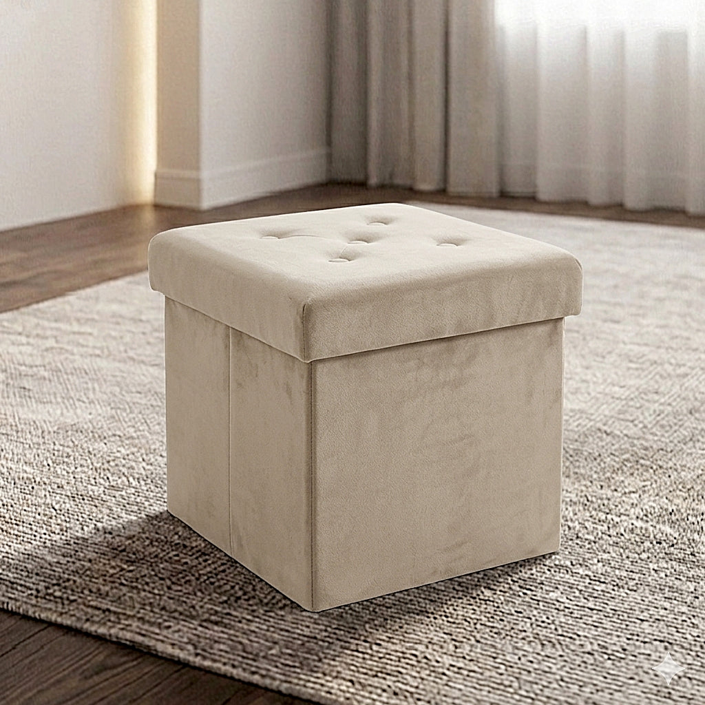 2-In-1 Space Saving Sitting Storage Ottoman Stool Super Soft & Durable