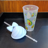 Kids'Cone Shape 300ml Juice & Drinking Plastic Glass With Cover & Straw