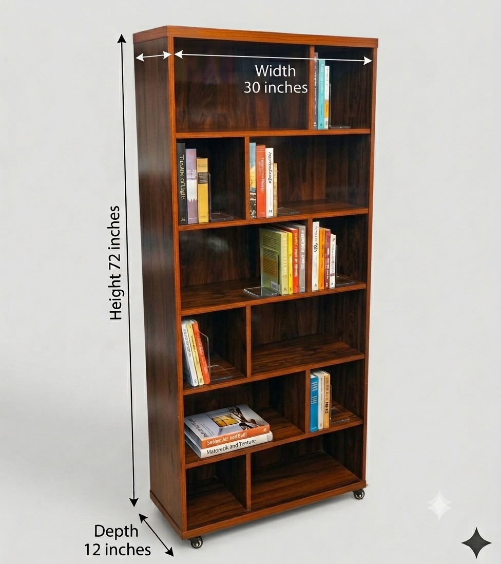 Books & Lounge Organizer Space Saving Storage Rack With Movable Wheels