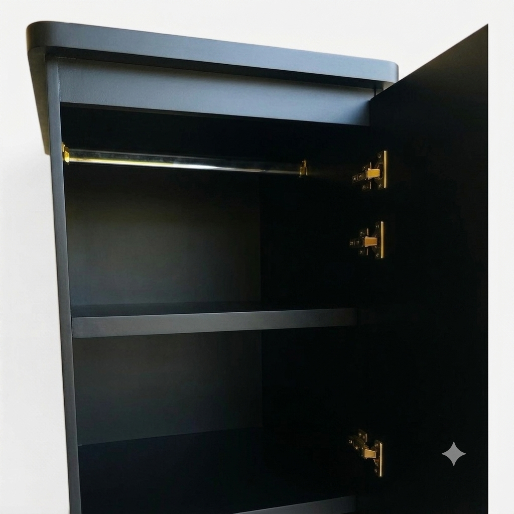 Movable Wheels Storage Cupboard Almirah With Removable Adjustable Shelves & Hanging Rod