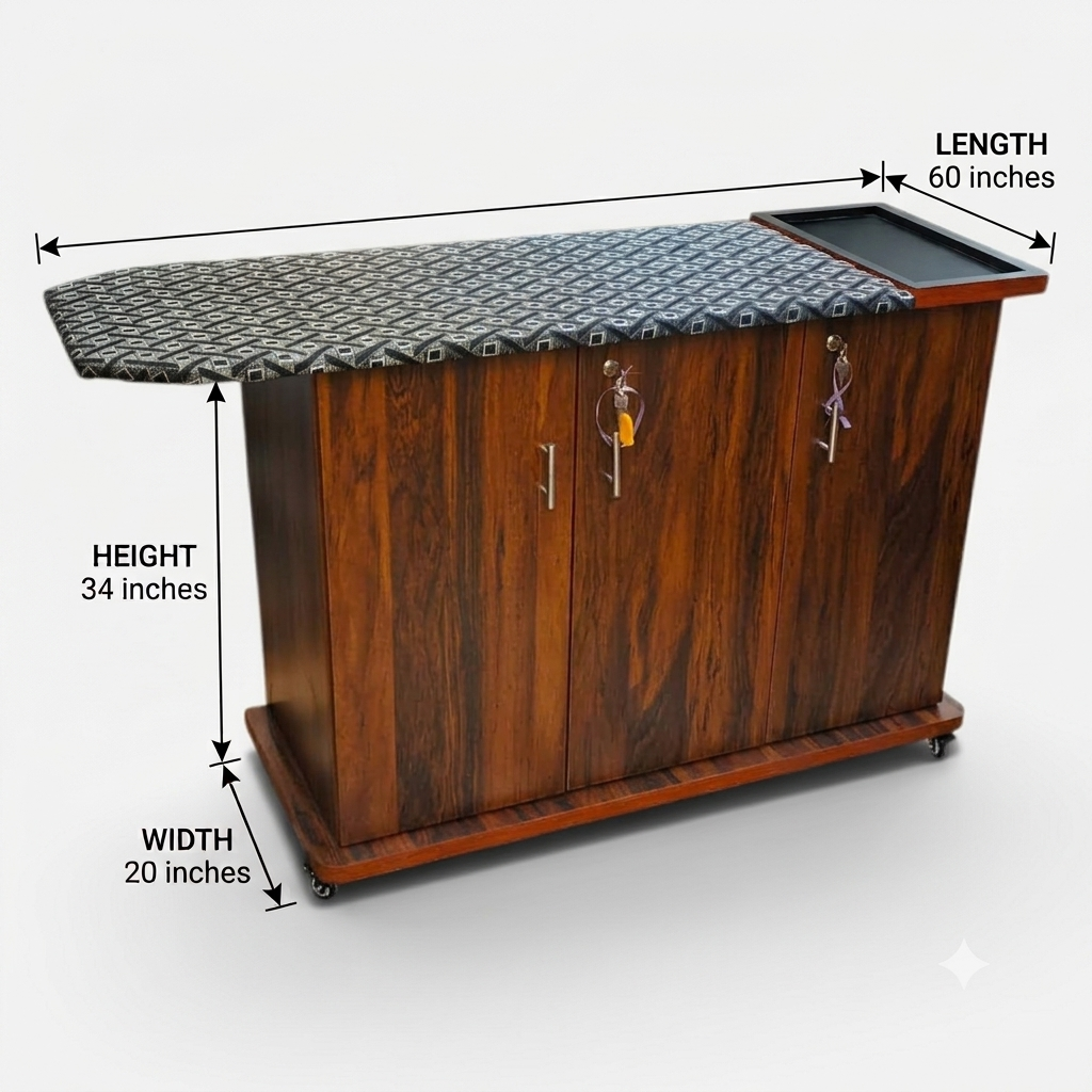 Large Size Iron Stand With Movable Wheels & Cabinet Space