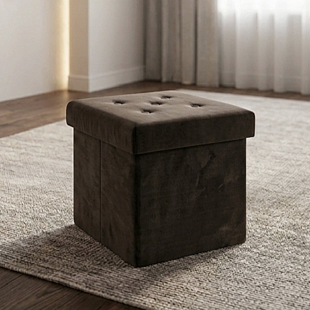 2-In-1 Space Saving Sitting Storage Ottoman Stool Super Soft & Durable