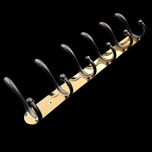 Stainless steel 6-Hook Hanging  Golden Wall-Mount Screw Rail Hanger