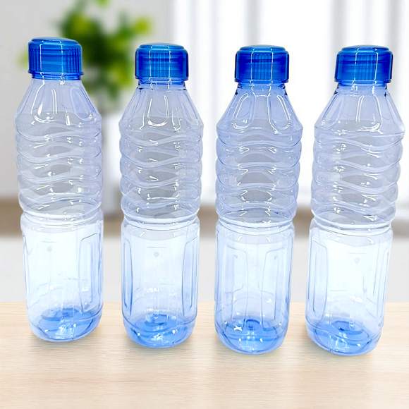 Surprise Pack Of 4pcs Plastic 1-Litre Fridge Water Bottle ( Random Colors Will Be Sent )