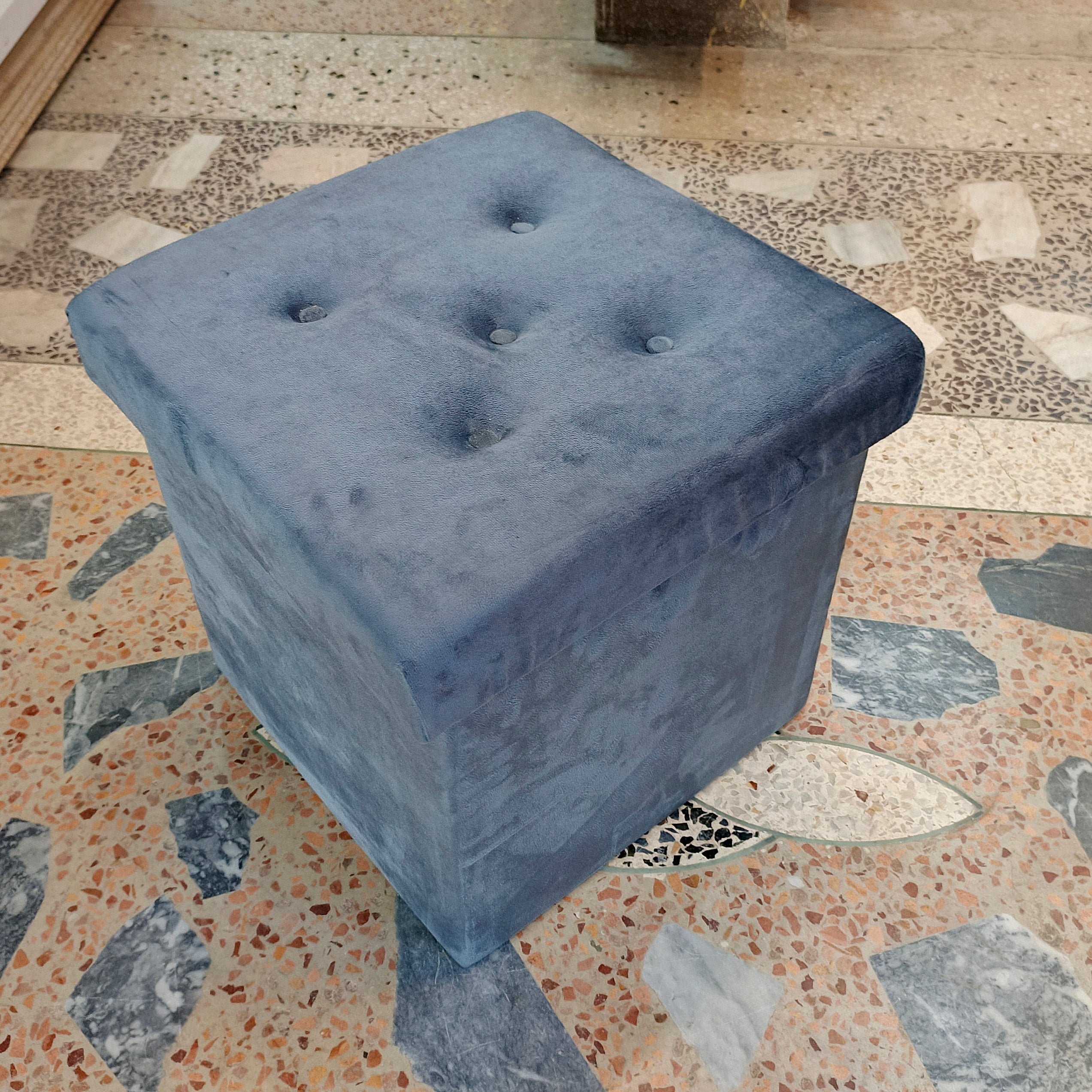 2-In-1 Space Saving Sitting Storage Ottoman Stool Super Soft & Durable