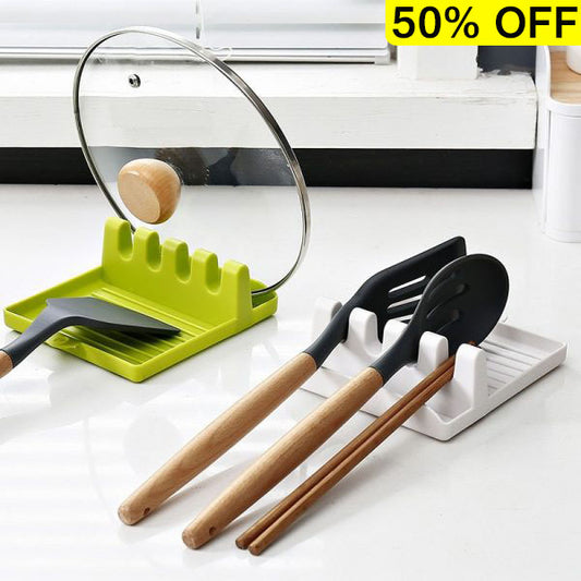 4-Slot Kitchen Plastic Spatula Spoon & Lid Rest Holder ( Random Colors Will Be Sent )