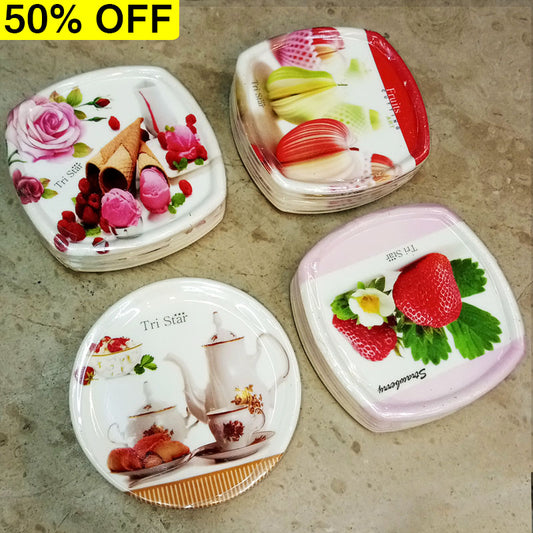 Pack Of 6pcs Small Plastic Melamine Tea Mates ( Random Prints Will Be Sent )