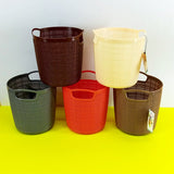 Kiwi Jute Style Round Multi-Purpose Small Size Plastic Storage Basket ( Random Colors Will Be Sent)