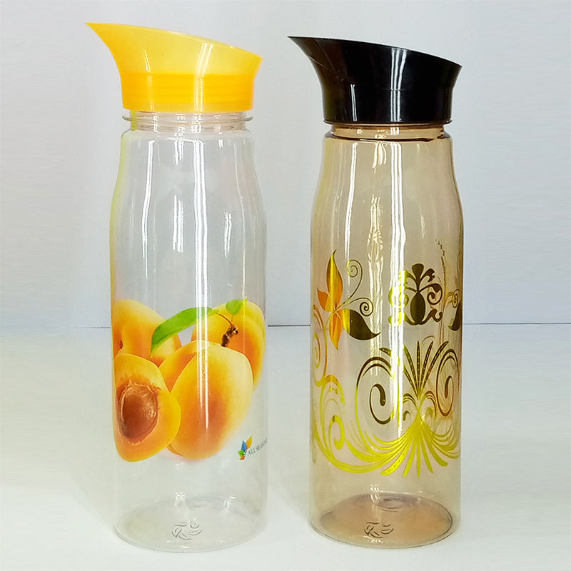 Flora Plastic 900ml Printed Pet Kitchen Multi-Purpose Oil & Water Bottle ( Random Colors )
