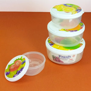 Fresh Pack of 4pcs Small Size Air-Tight Transparent Plastic Round Storage Bowl Set