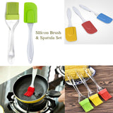 Pack Of 2pcs Silicon Multi-Color Oil Brush & Spatula Set ( Random Colors Will Be Sent)